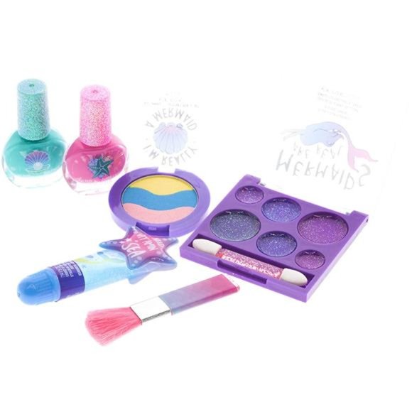 Girl Mermaid Vibes Makeup Set, 7 Pieces, Including Lip Gloss, Nail Polish - Picture 14 of 14